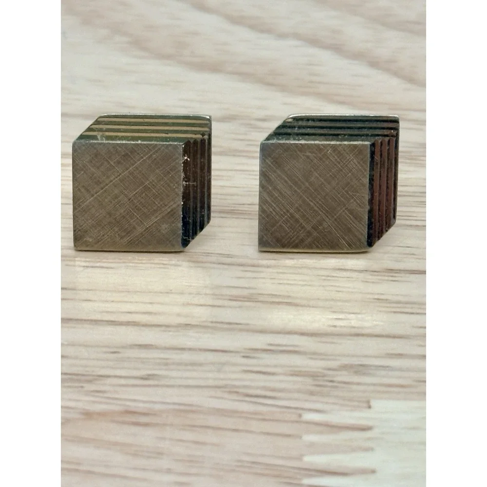Vintage Swank Gold Tone Square Cufflinks Brushed Finish‎ Geometric Men's Formal